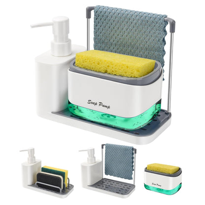 Dispensador Doble Jabon y Bandeja Cocina
